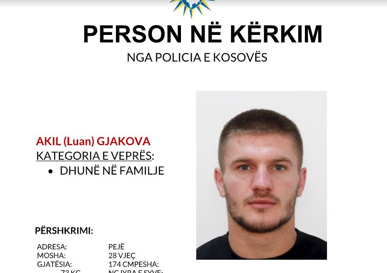 Policia kërkon bashkëpunimin e qytetarëve për kapjen e Akil Gjakovës