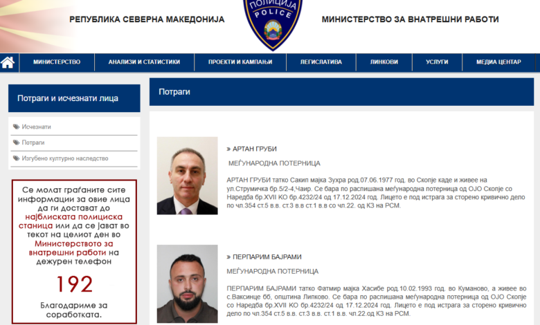 Shpallen fletarrestet ndërkombëtare për Artan Grubin dhe Përparim Bajramin