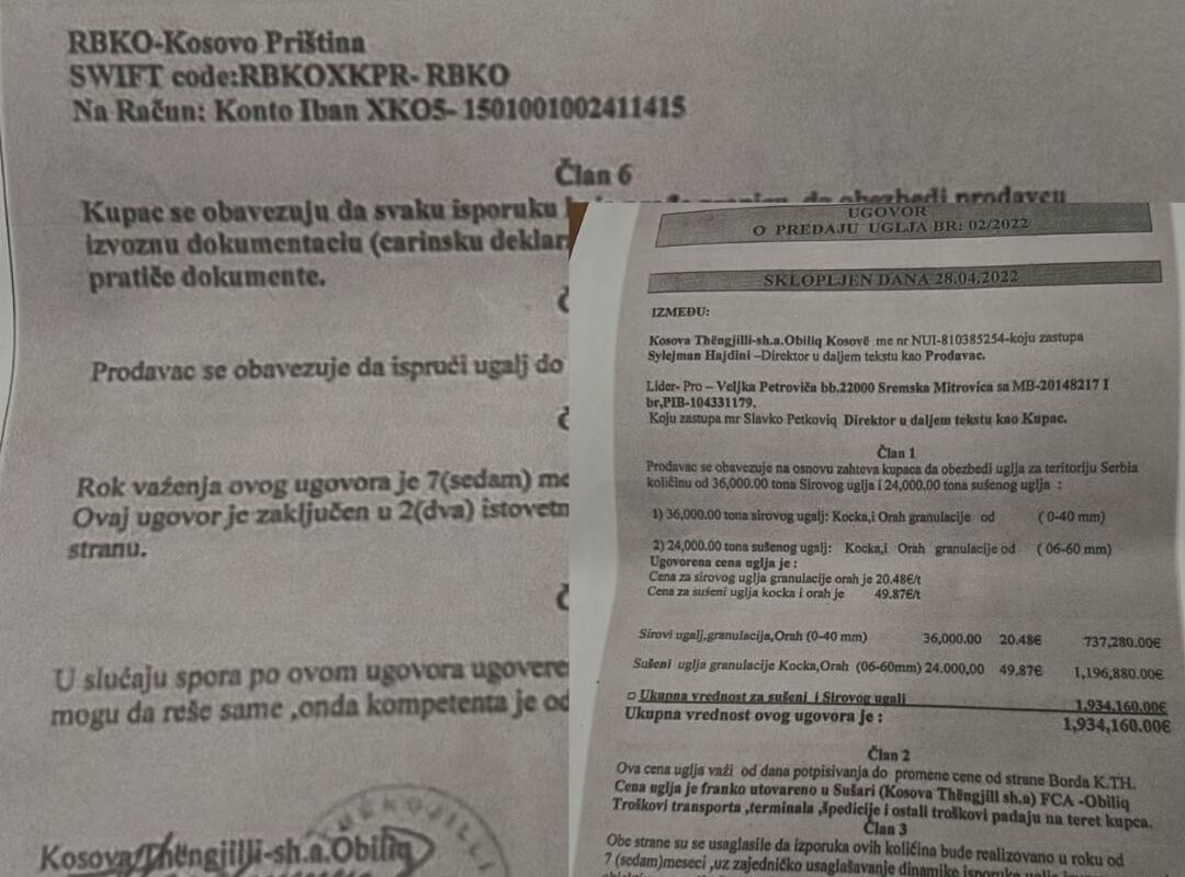 Dokumentet zbulojnë marrëveshjen e qymyrit mes kompanisë kosovare dhe furnitorit serb
